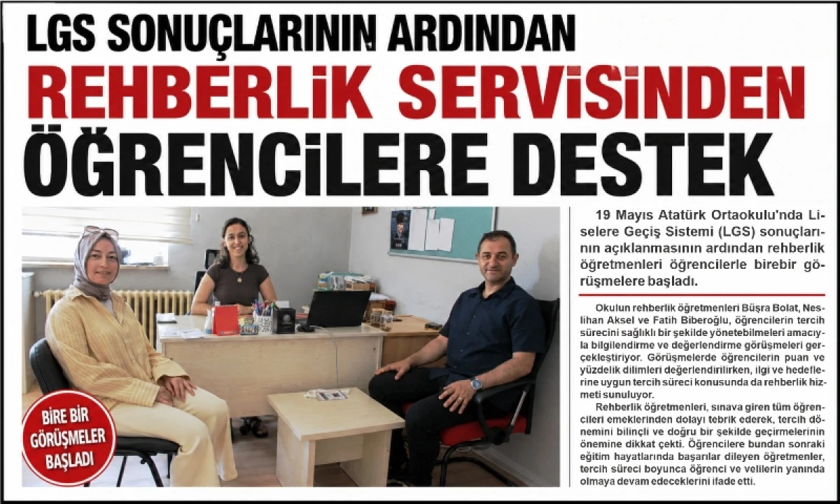 LGS SONU&Ccedil;LARININ ARDINDAN REHBERLİK SERVİSİNDEN &Ouml;ĞRENCİLERE DESTEK